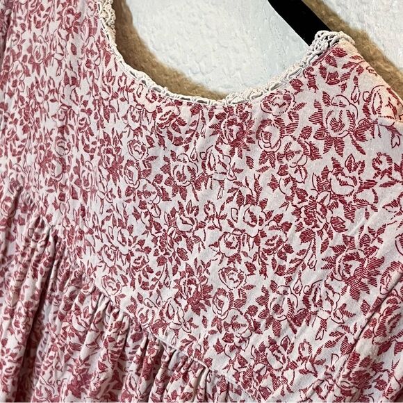 Eileen West Micromodal Floral Long Sleeve Nightgown in White/Red size Medium - Picture 6 of 11